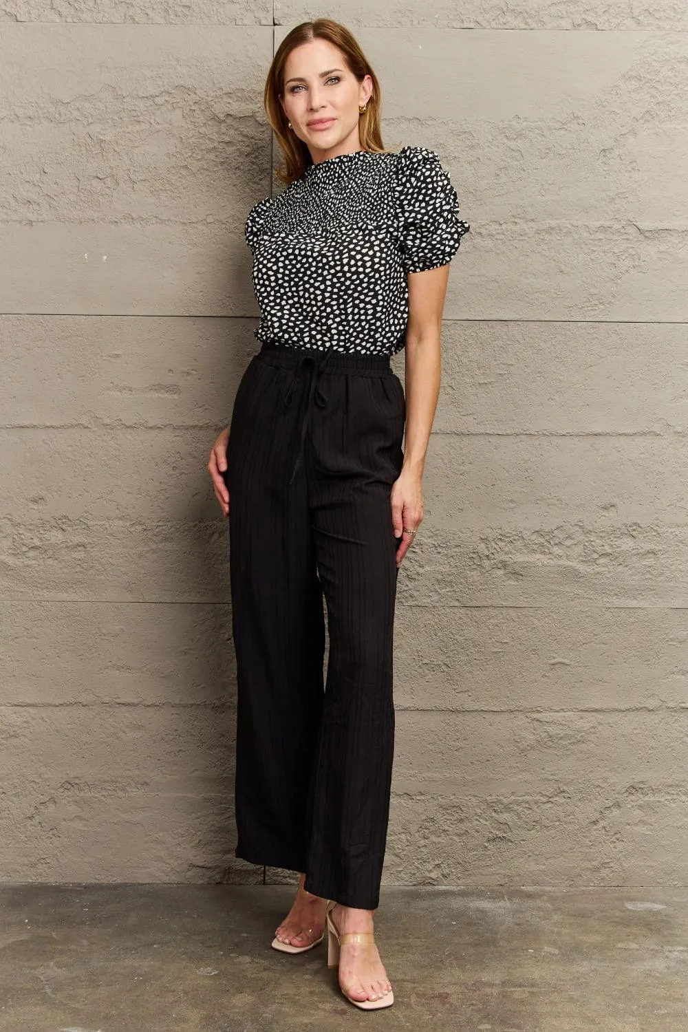 Feel Good Mock Neck Puff Sleeve Blouse