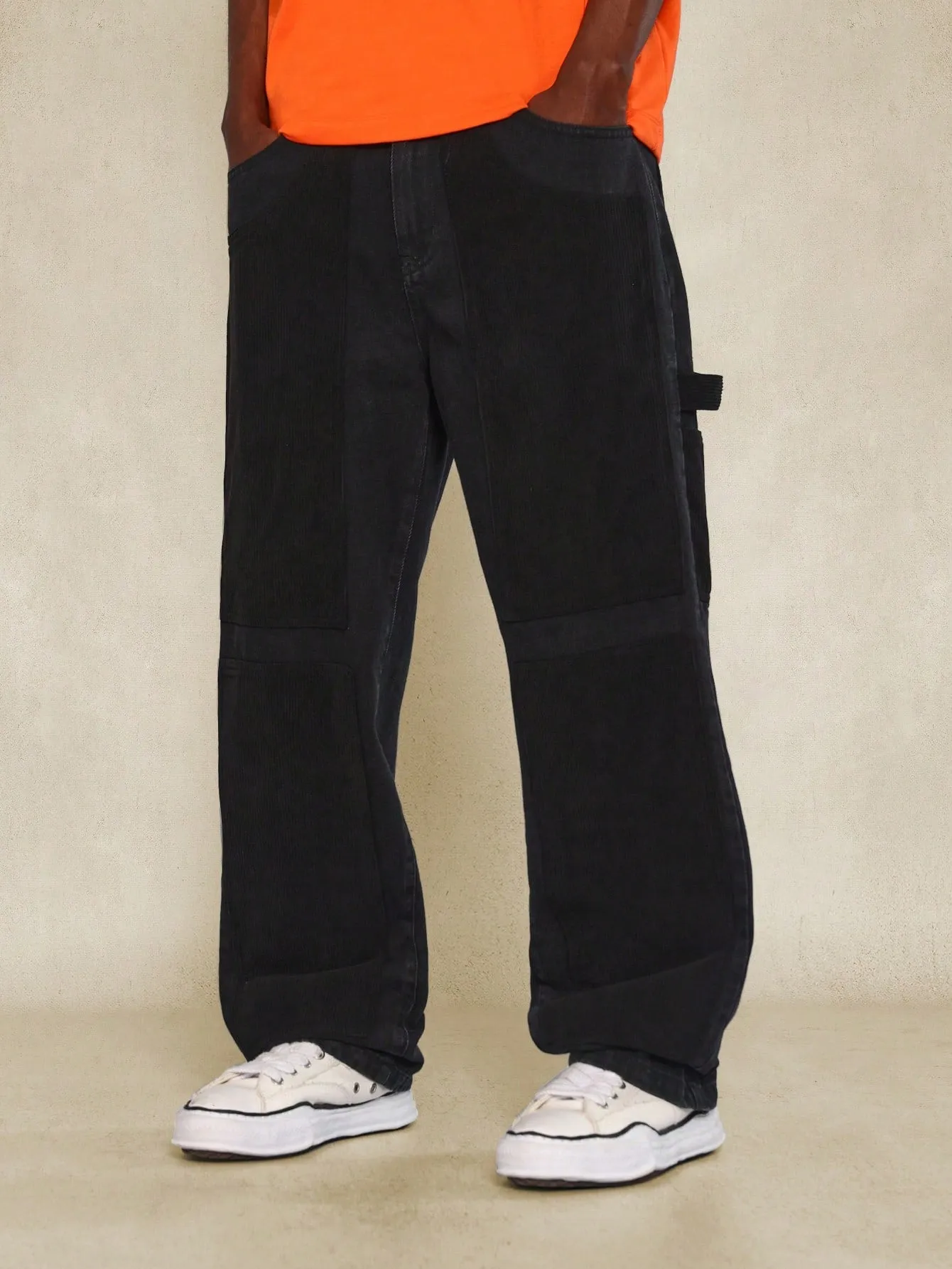 Flare Fit Carpenter Jean With Corduroy Panels