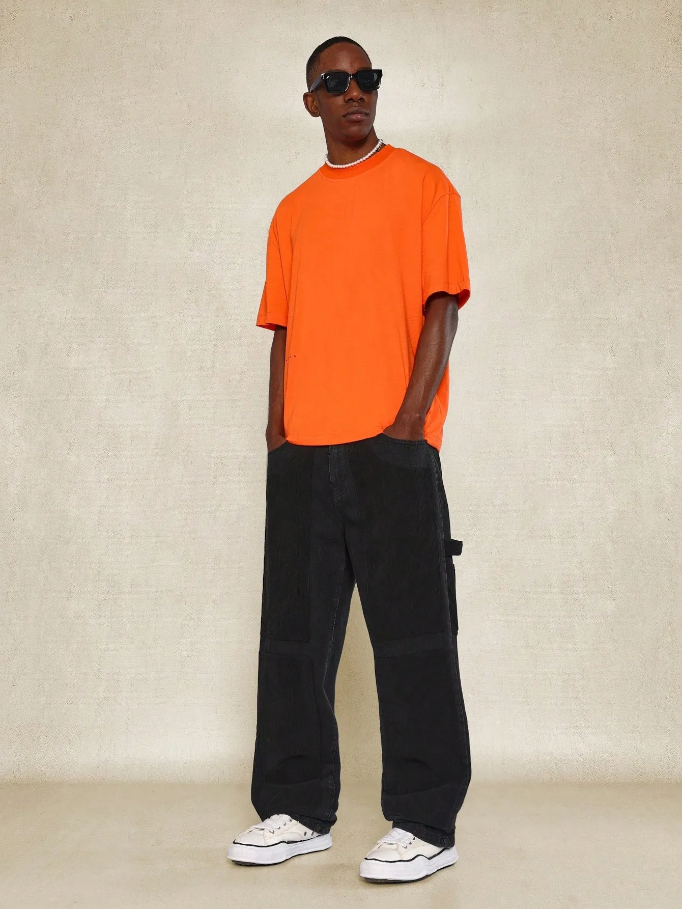 Flare Fit Carpenter Jean With Corduroy Panels