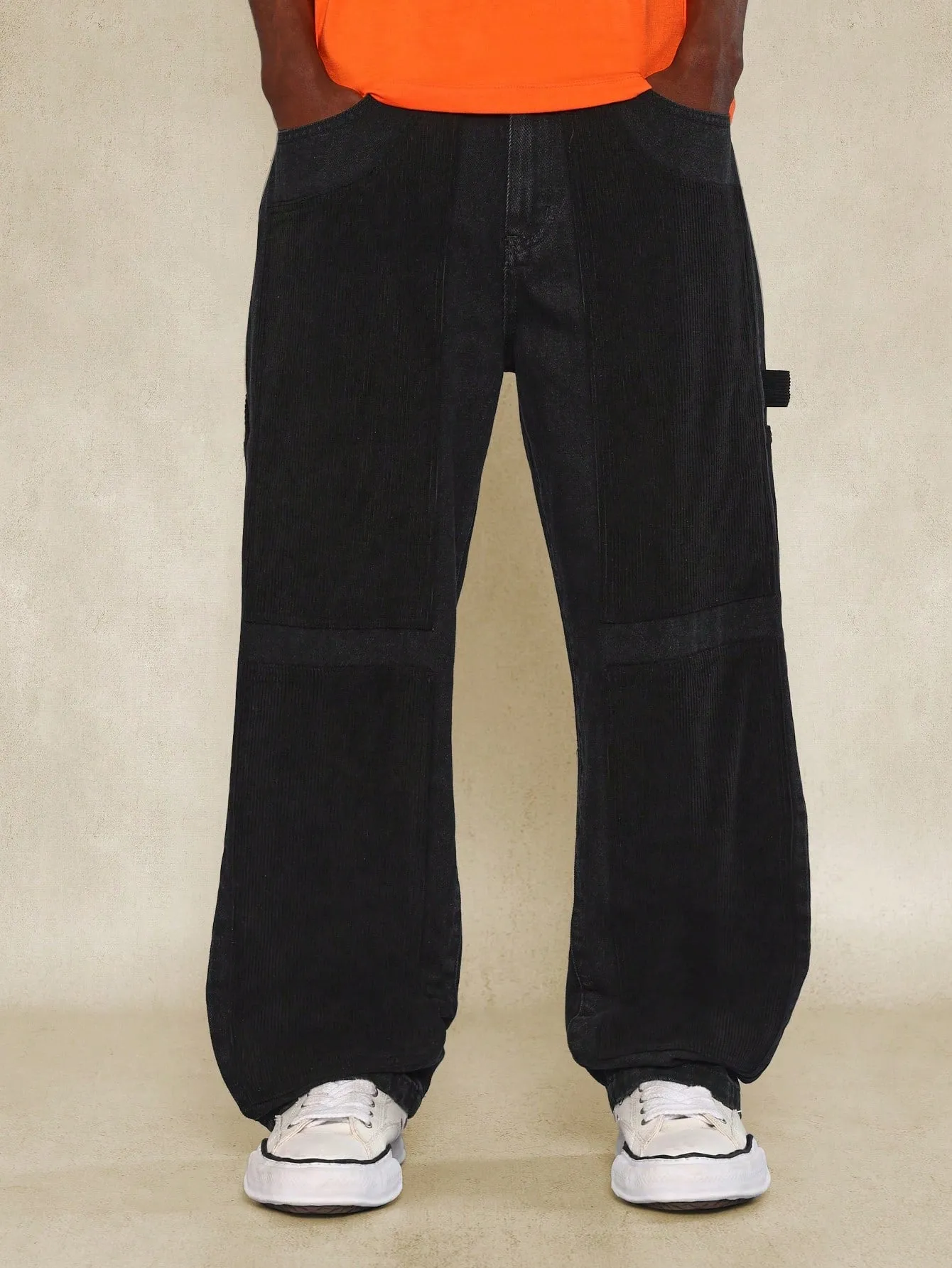 Flare Fit Carpenter Jean With Corduroy Panels