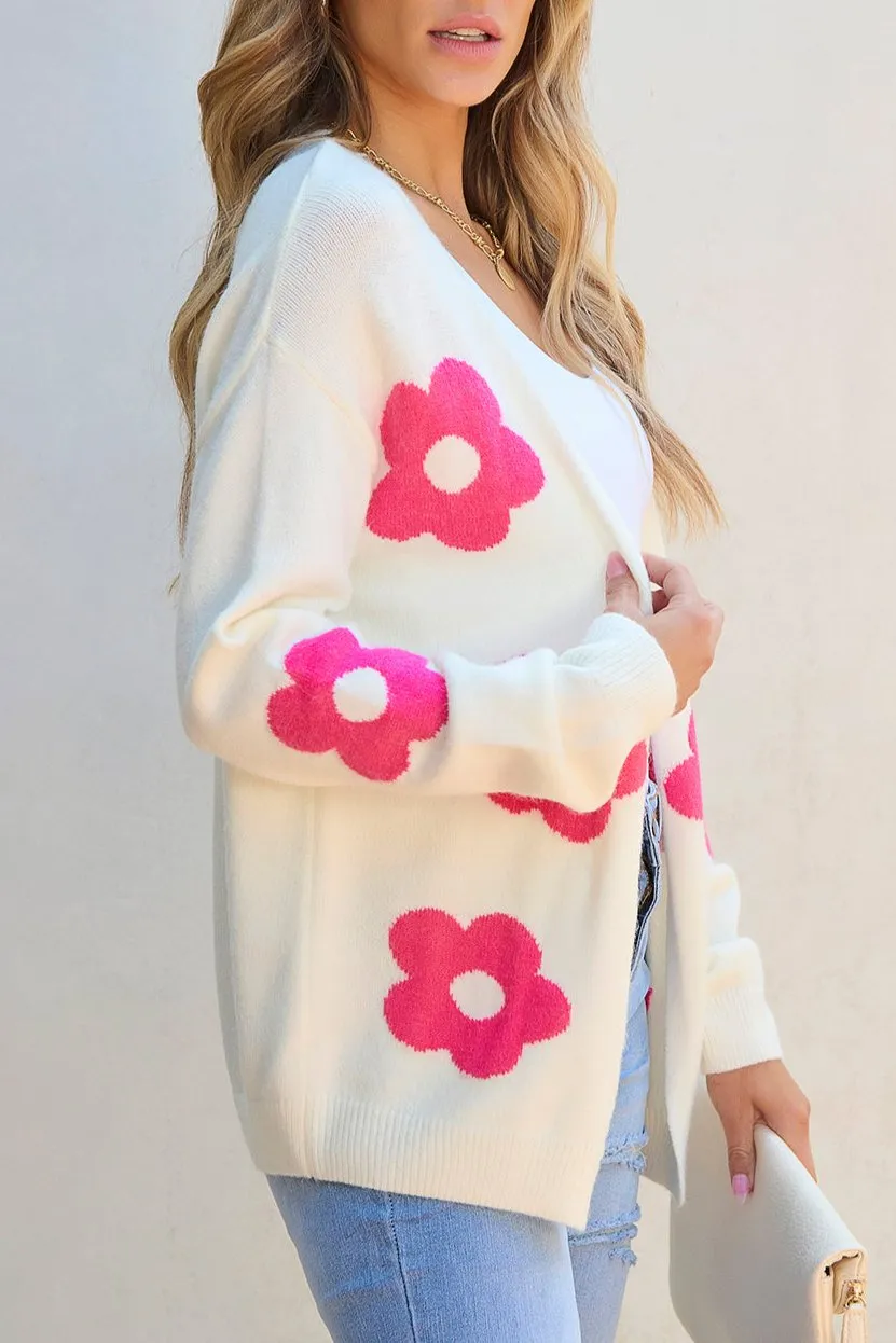 Floral Open Front Cardigan