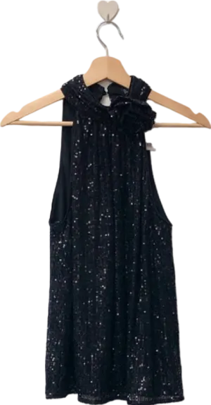 Friends Like These  Black Corsage Sequin Top UK 8