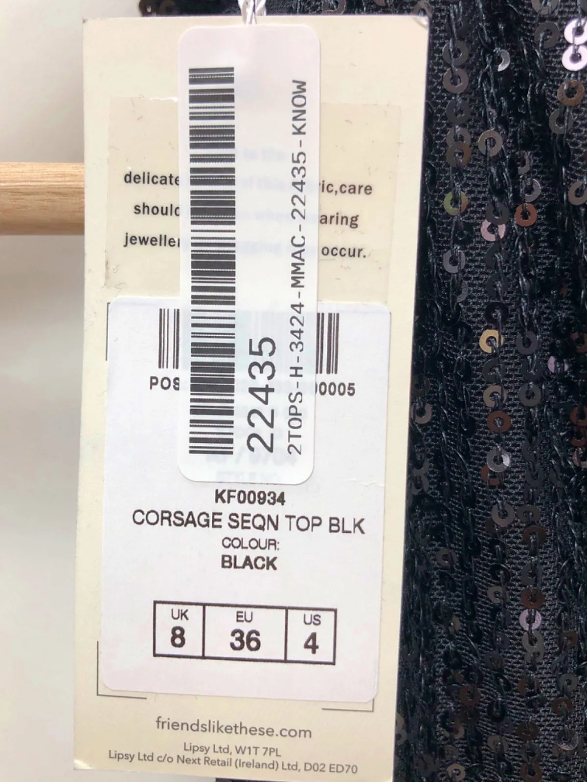 Friends Like These  Black Corsage Sequin Top UK 8