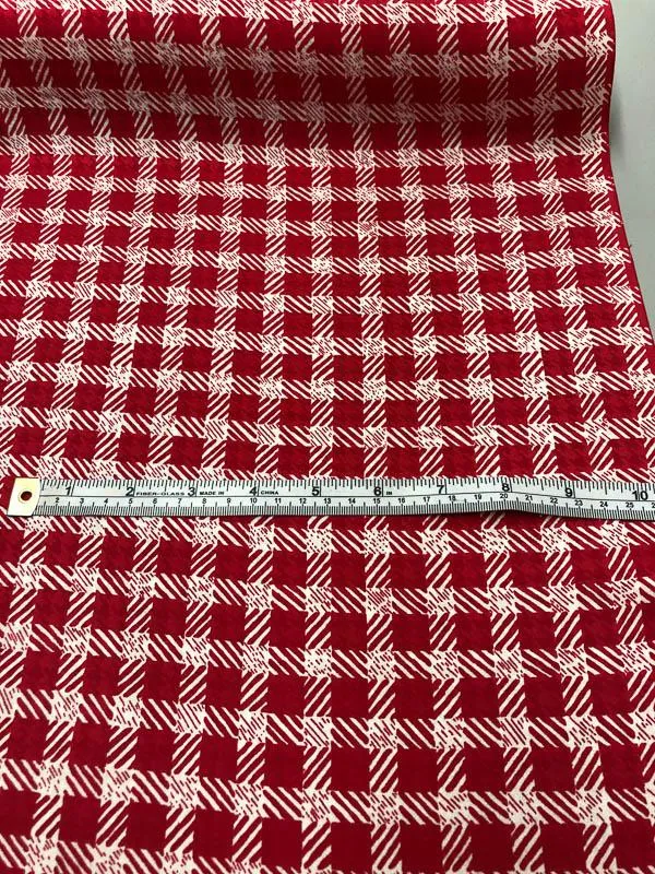 Gingham Silk Jacquard - Red And White