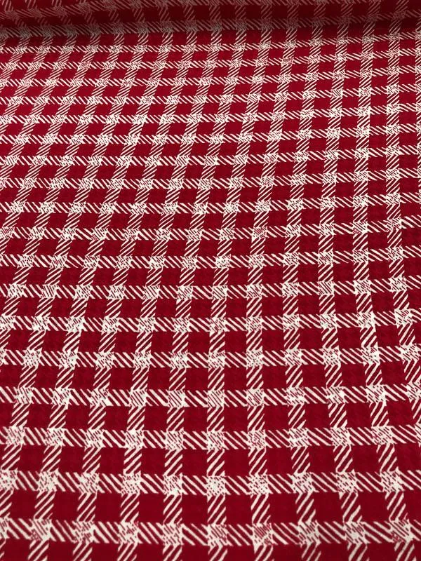 Gingham Silk Jacquard - Red And White