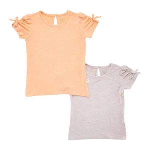 Girls Tee (Gartherised Sleeves) (Pack of 2)