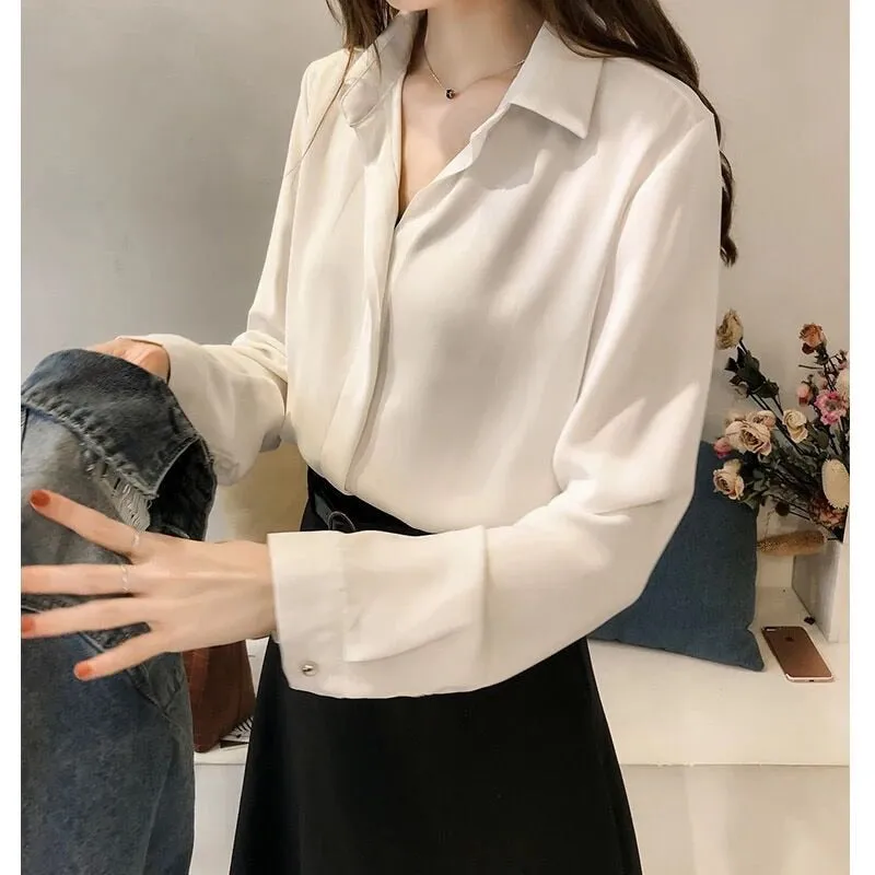 Graduation Gifts Autumn Women 2022 Fashion Blouses Solid Plus Size Female Clothes Loose Shirt Long Sleeve Blouse Simple OL Feminine Blusa Mujer