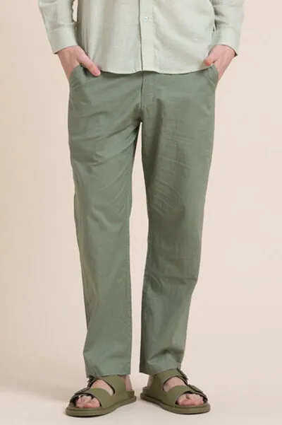 GREEN LINEN TROUSER