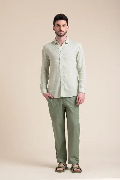 GREEN LINEN TROUSER
