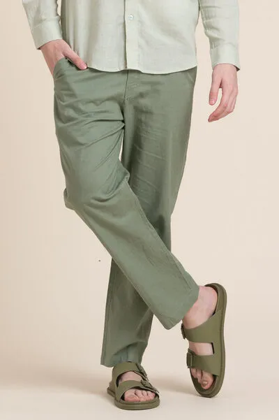 GREEN LINEN TROUSER