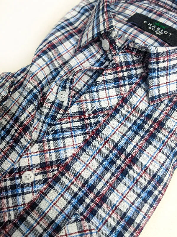 Grey Checks Formal Dress Shirt For Men AN MFS92
