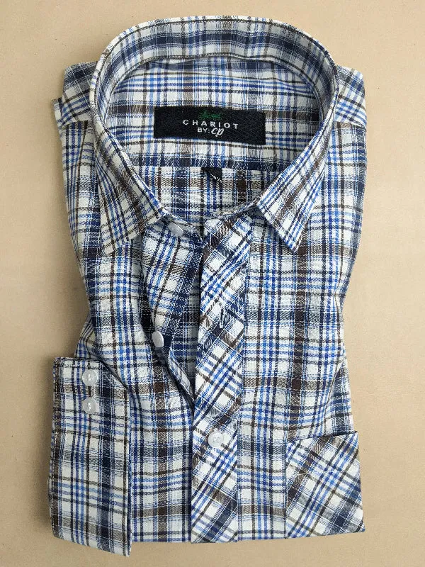 Grey Checks Formal Dress Shirt For Men MFS82