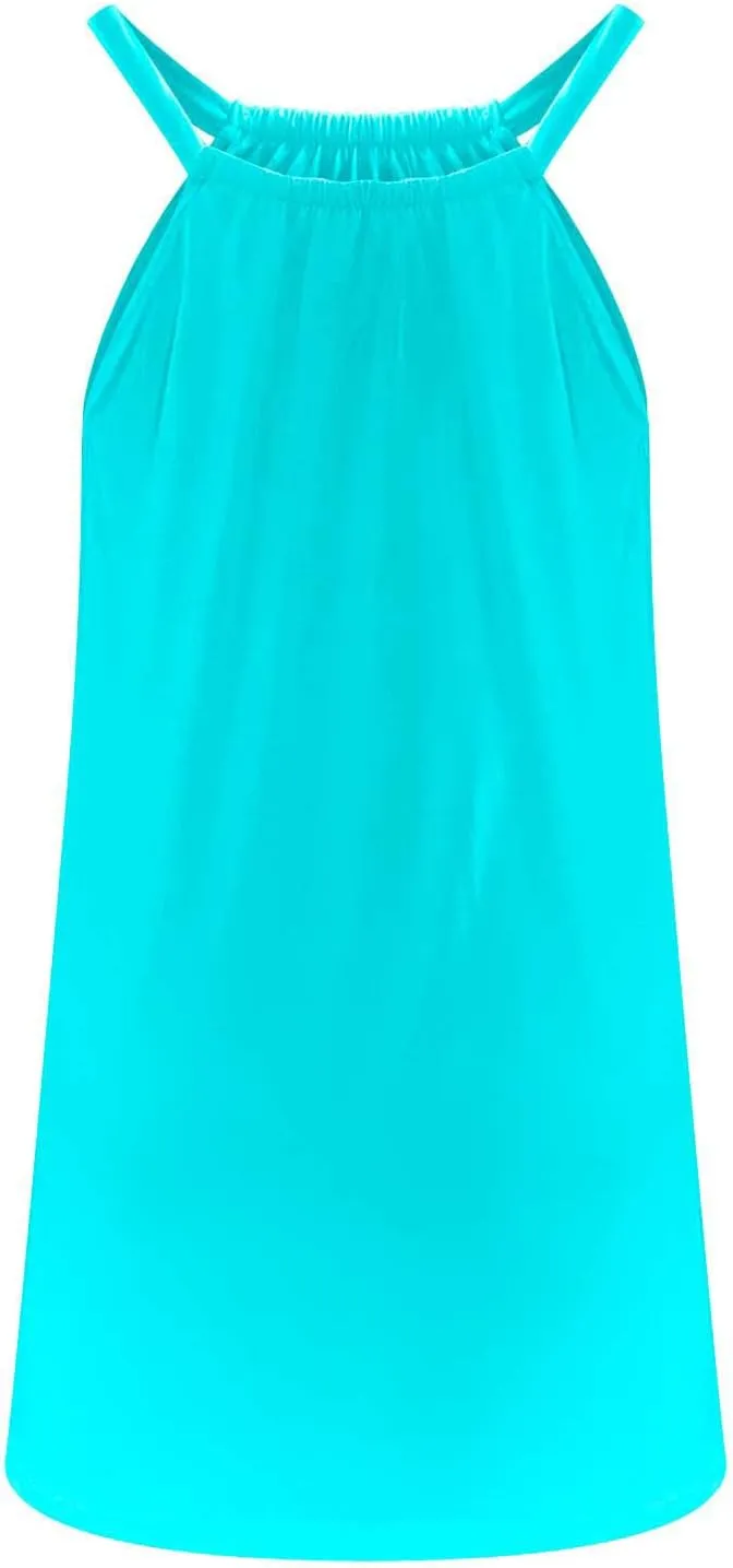 hlysgo Beach Dresses for Women Summer Loose Crew Neck Sleeveless Sundresses Solid Swimsuit Coverup Knee Length Mini Dress
