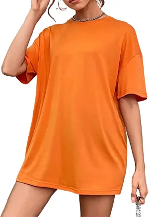 hlysgo Summer Mini Dress for Women Casual Loose Fit Short Sleeve Crew Neck T-Shirt Dresses Trendy Ladies Short Tunic Dress