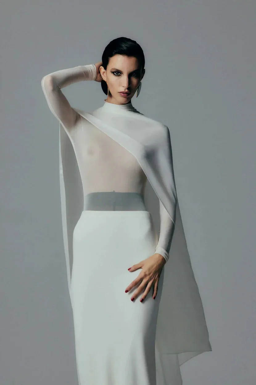 Ivory Crepe Bias Skirt