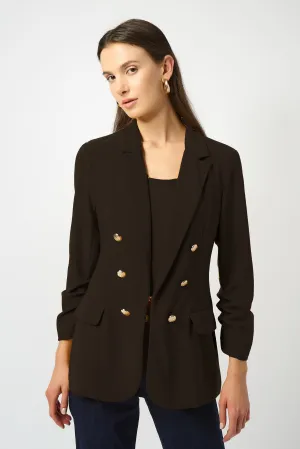 Joseph Ribkoff Rouched Sleeve Jacket in Black 253034