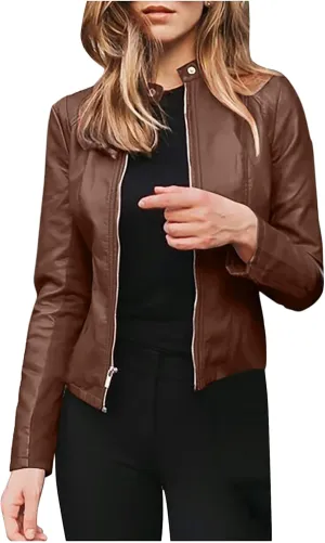 Kuluzego Womens Cardigan Front Coat Baby Tees Jacket Outerwear for Women Long Sleeve Faux Leather Fall Winter Coat 2025 Y2K