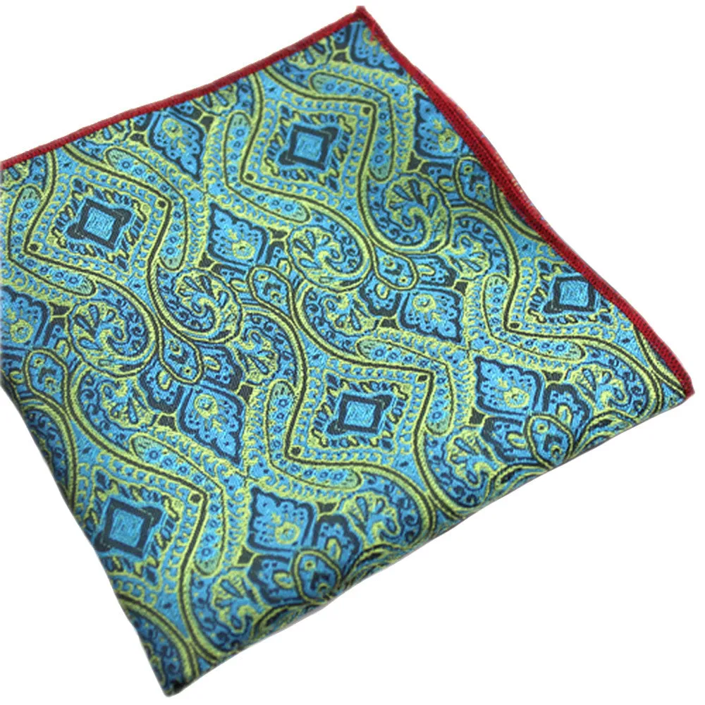 La Mer Aqua / Chartreuse Green Paisley Pocket Square - [2017 Spring]