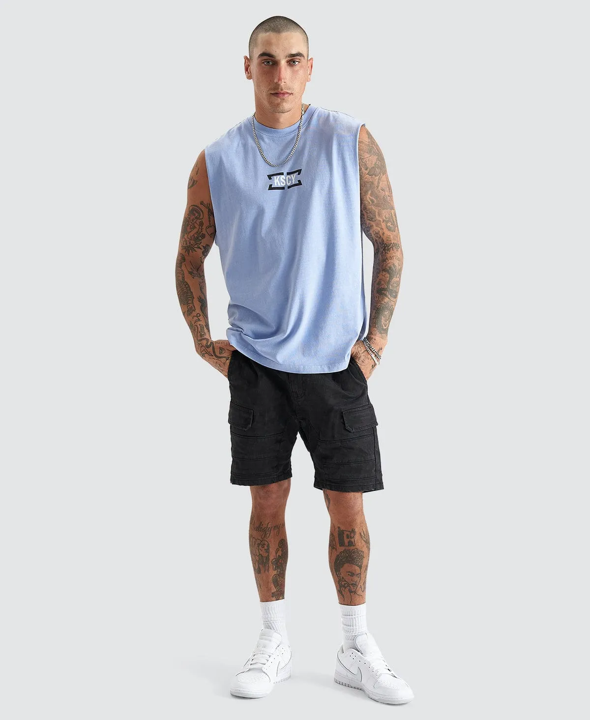 Lamont Relaxed Fit Muscle Pigment Kentucky Blue