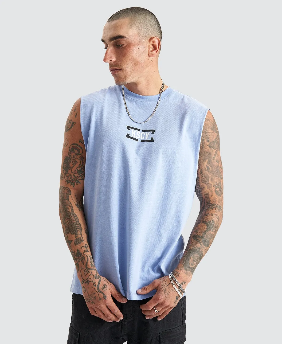 Lamont Relaxed Fit Muscle Pigment Kentucky Blue
