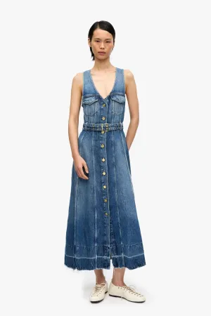 Light Denim Belt Midi Dress