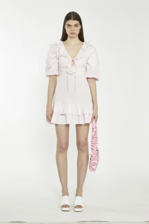 Light Pink Tie-Front V-Neck Mini-Dress