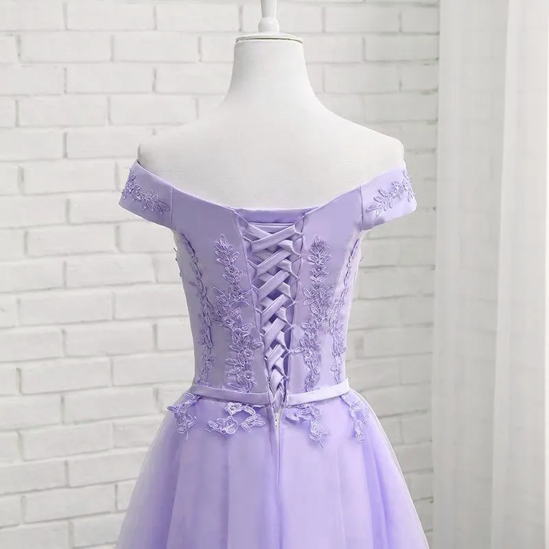 Light Purple Short Bridesmaid Dress , Tulle with Lace New Formal Dresses