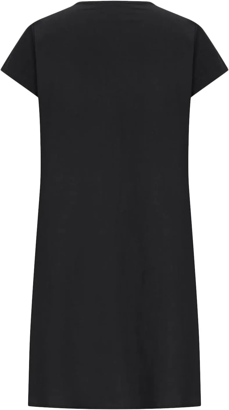 Linen Dress for Women 2024 Pleated Summer Casual Dresses Round Neck Short Sleeve Beach Sundress Vacation Mini Dress