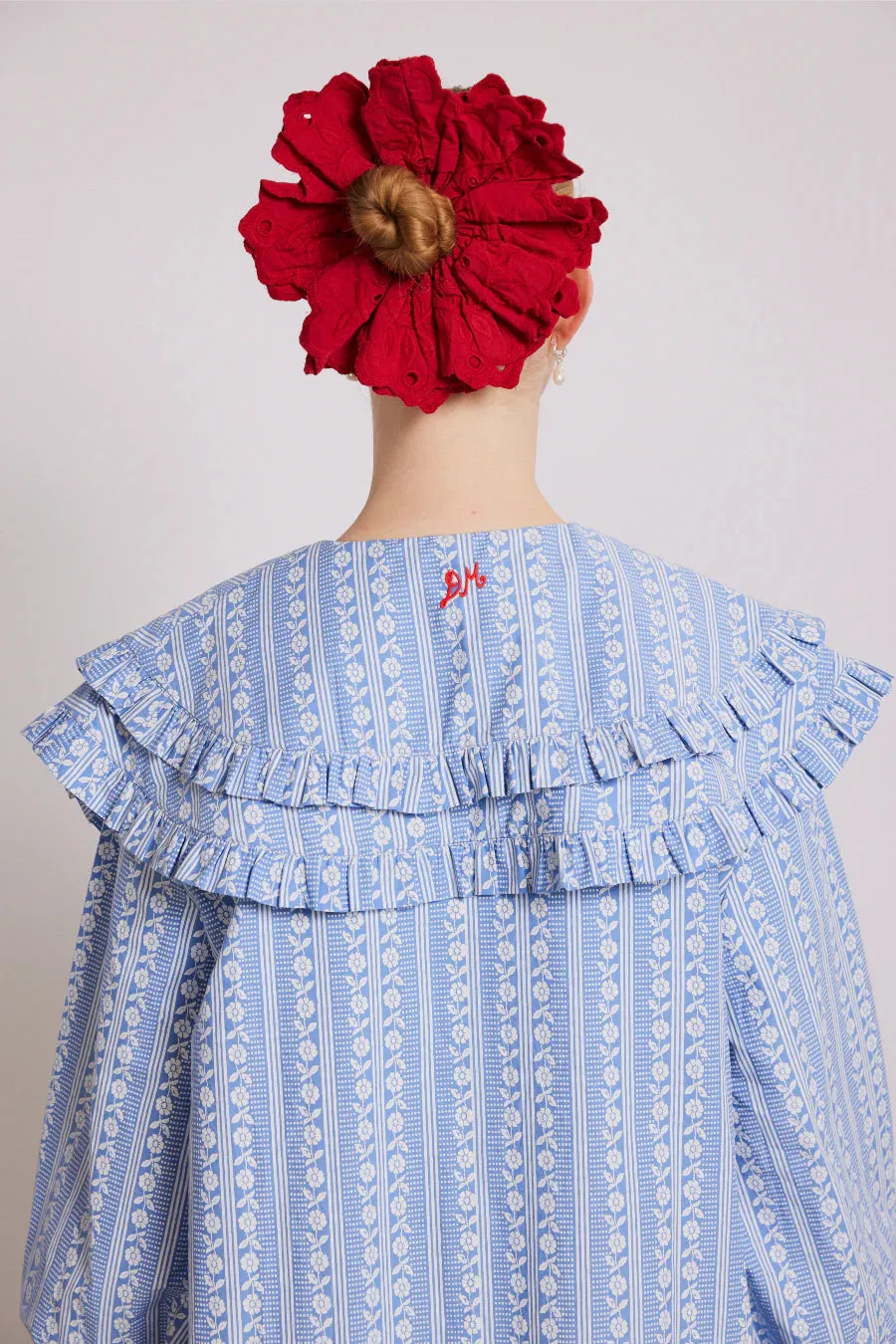 Lois Double Collar Blouse Blue Floral