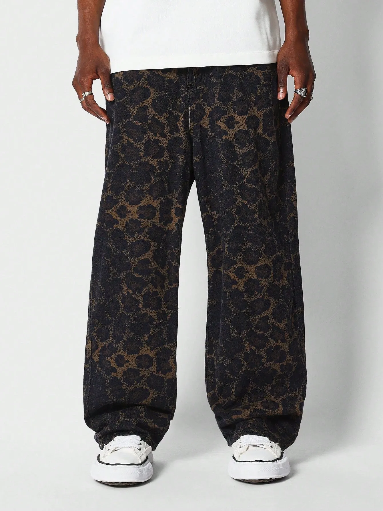 Loose Fit Jean With Leopard Print