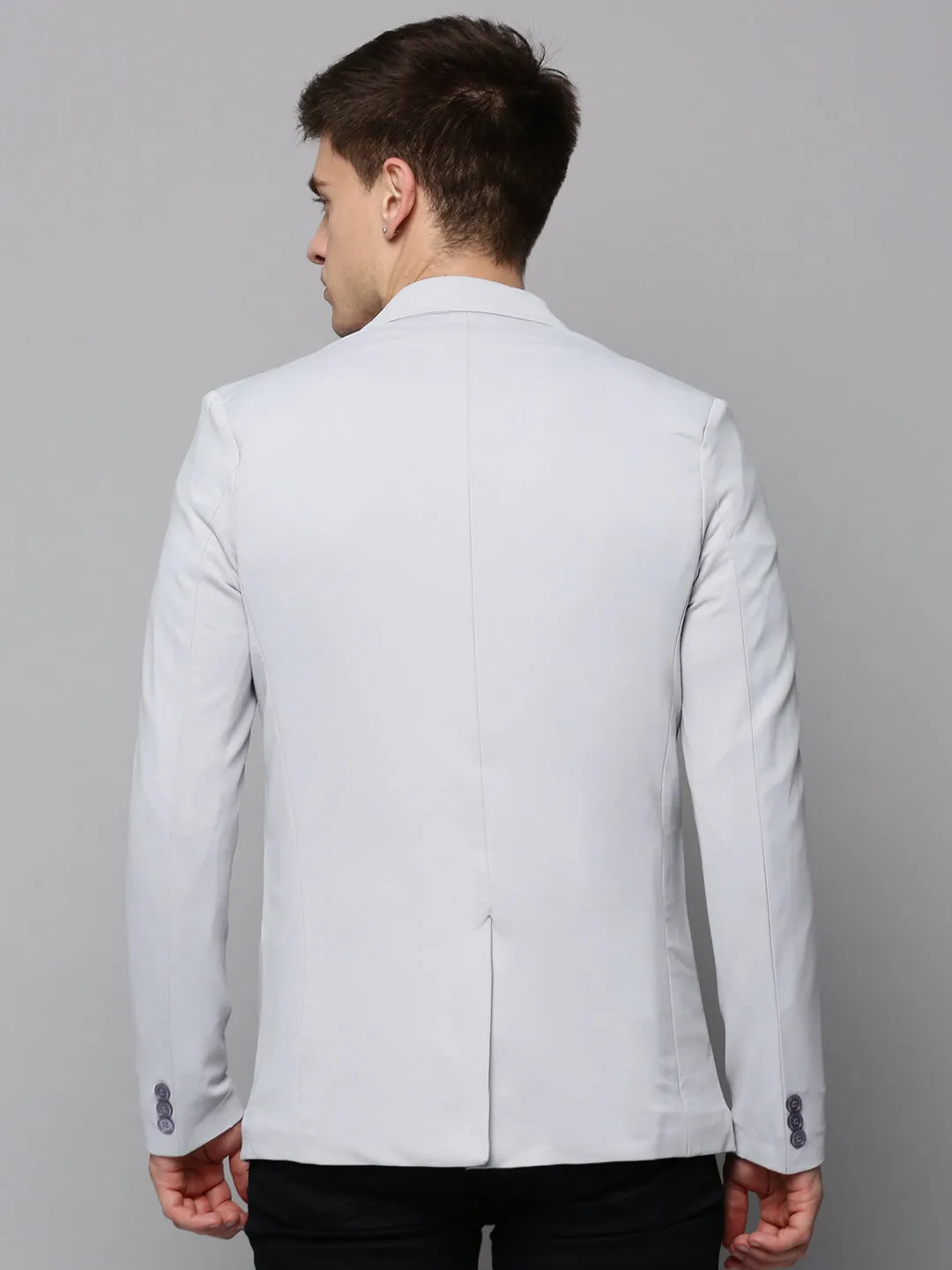 Men Grey Single Breasted Front Blazers