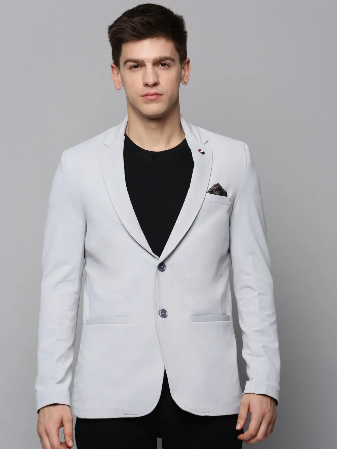 Men Grey Single Breasted Front Blazers