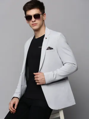 Men Grey Single Breasted Front Blazers