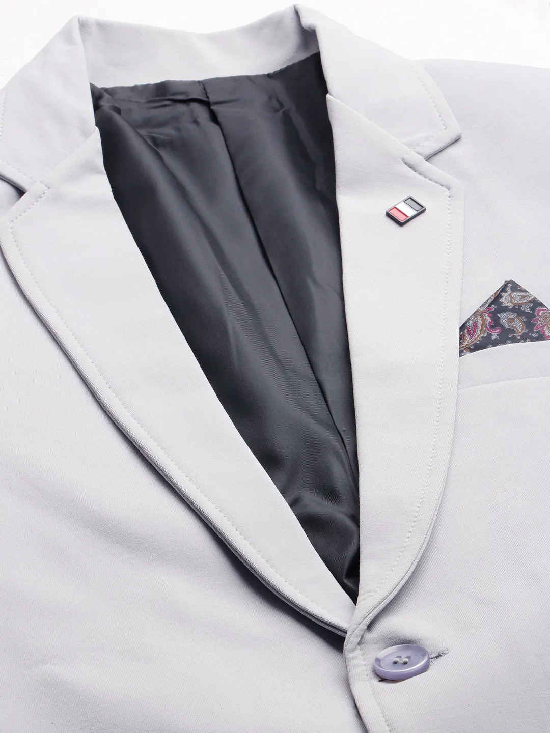 Men Grey Single Breasted Front Blazers