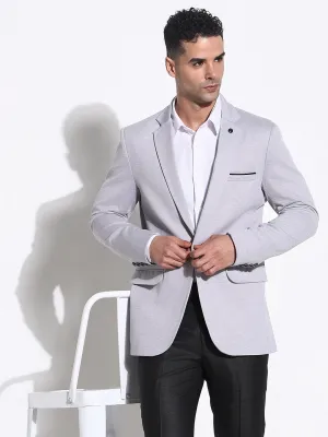 Men Grey Slim-Fit Single-Breasted Blazers