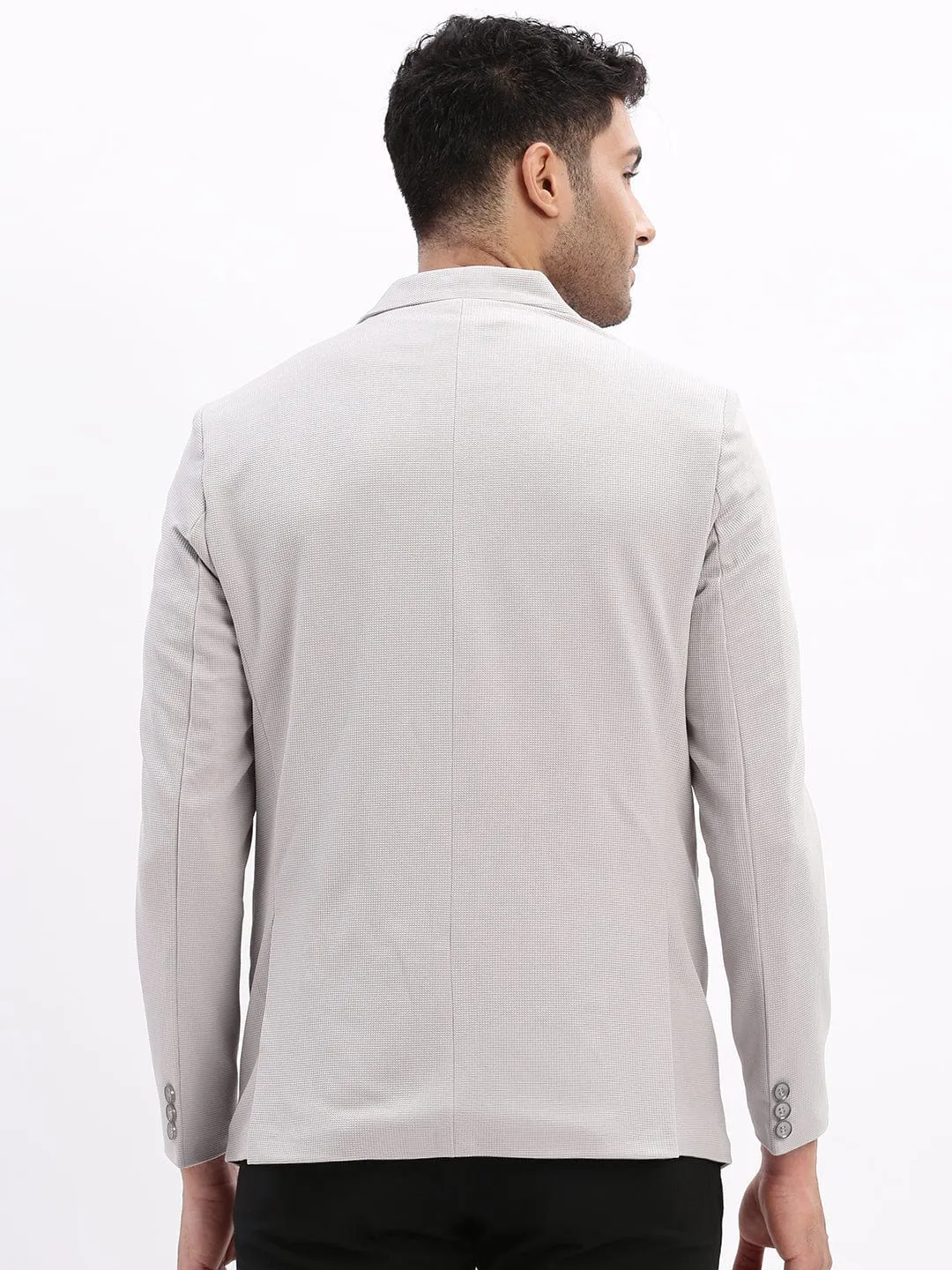 Men Grey Slim-Fit Single Breasted Casual Blazers