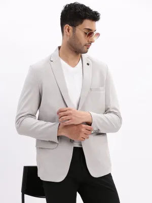Men Grey Slim-Fit Single Breasted Casual Blazers