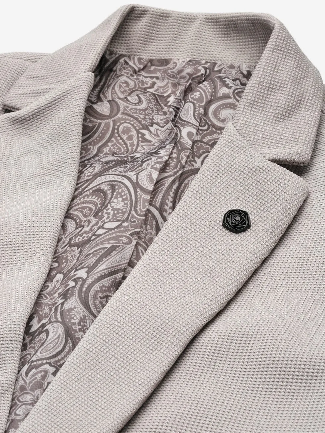 Men Grey Slim-Fit Single Breasted Casual Blazers