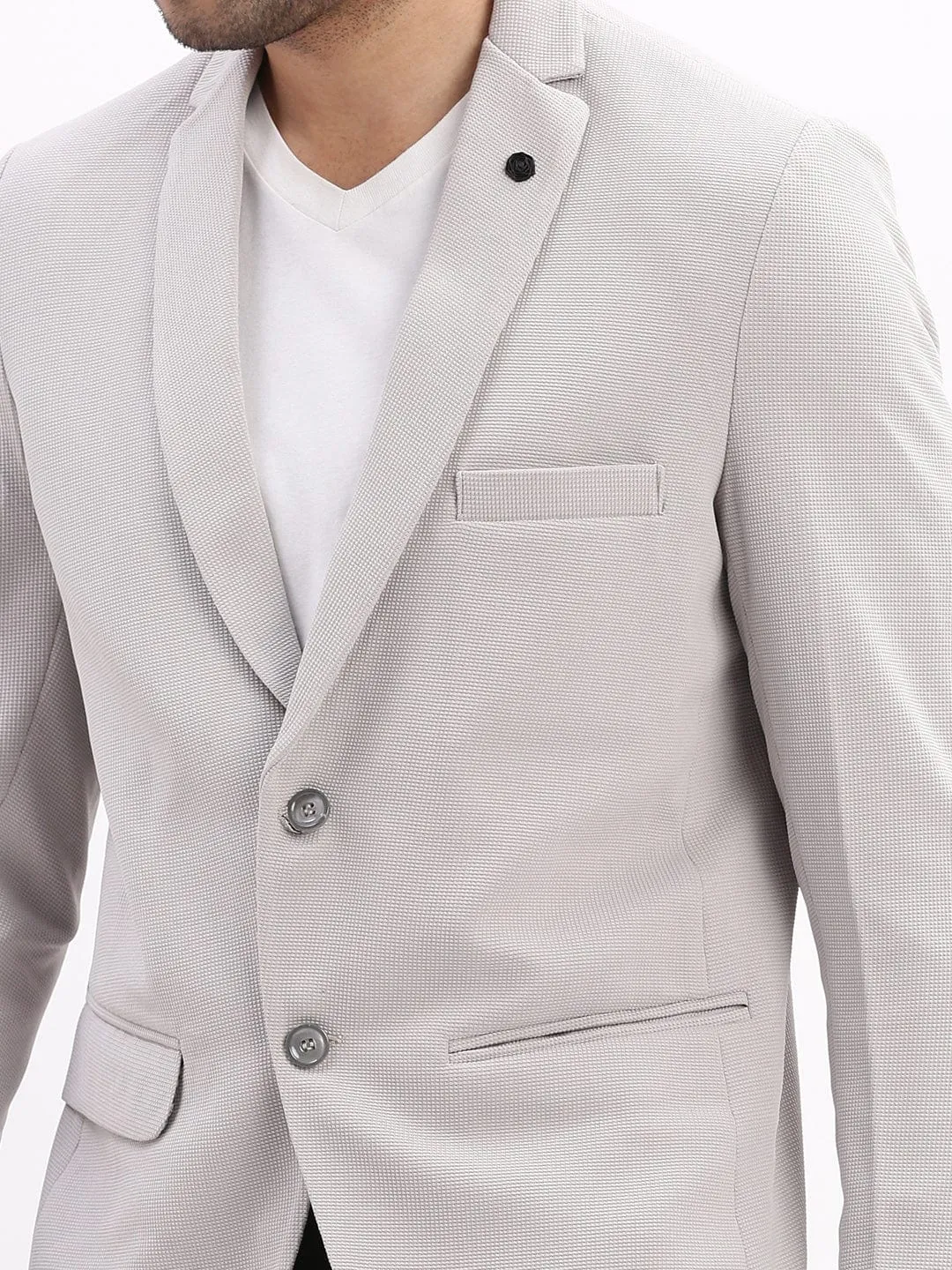 Men Grey Slim-Fit Single Breasted Casual Blazers