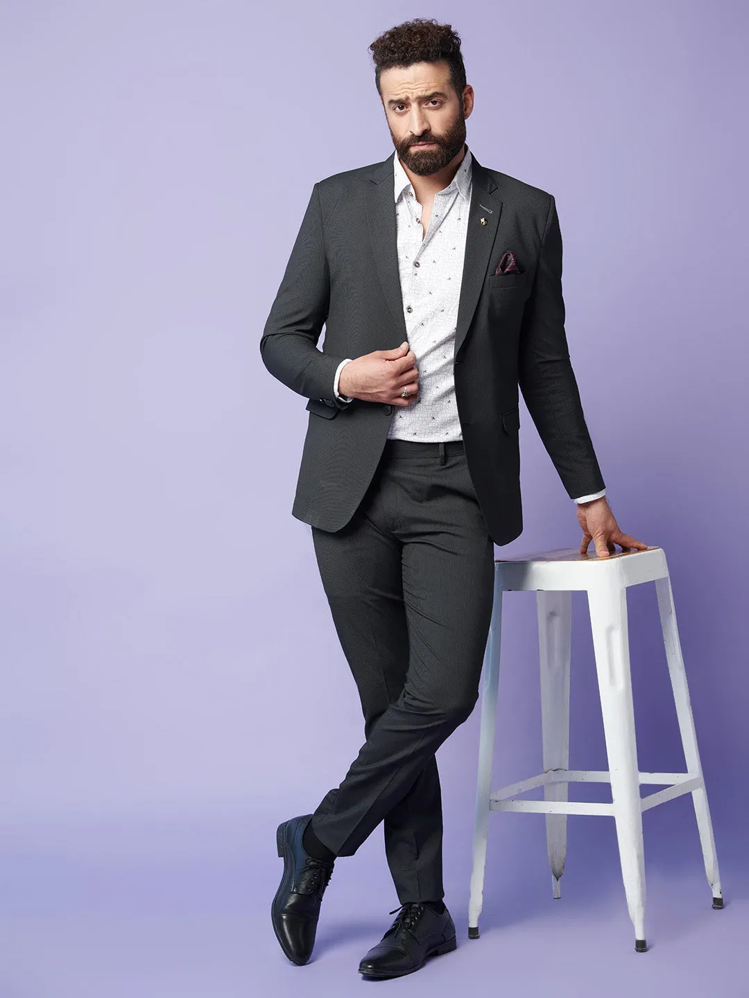 Men In Black Striped Blazer