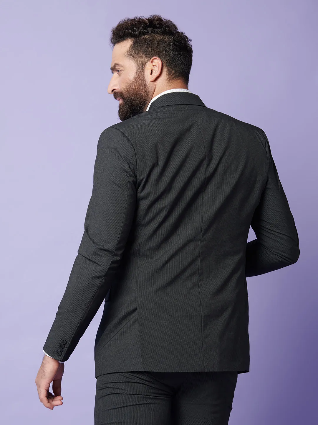 Men In Black Striped Blazer