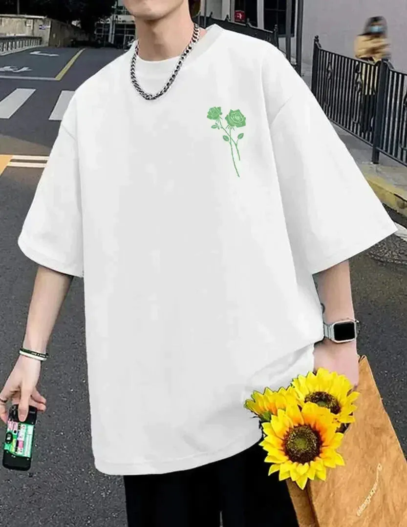 Men White Oversized Printed T-shirt