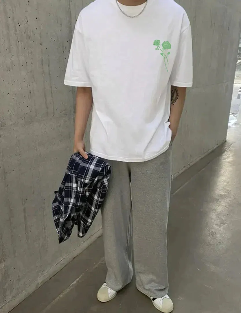 Men White Oversized Printed T-shirt