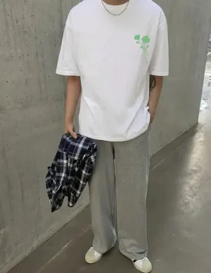 Men White Oversized Printed T-shirt