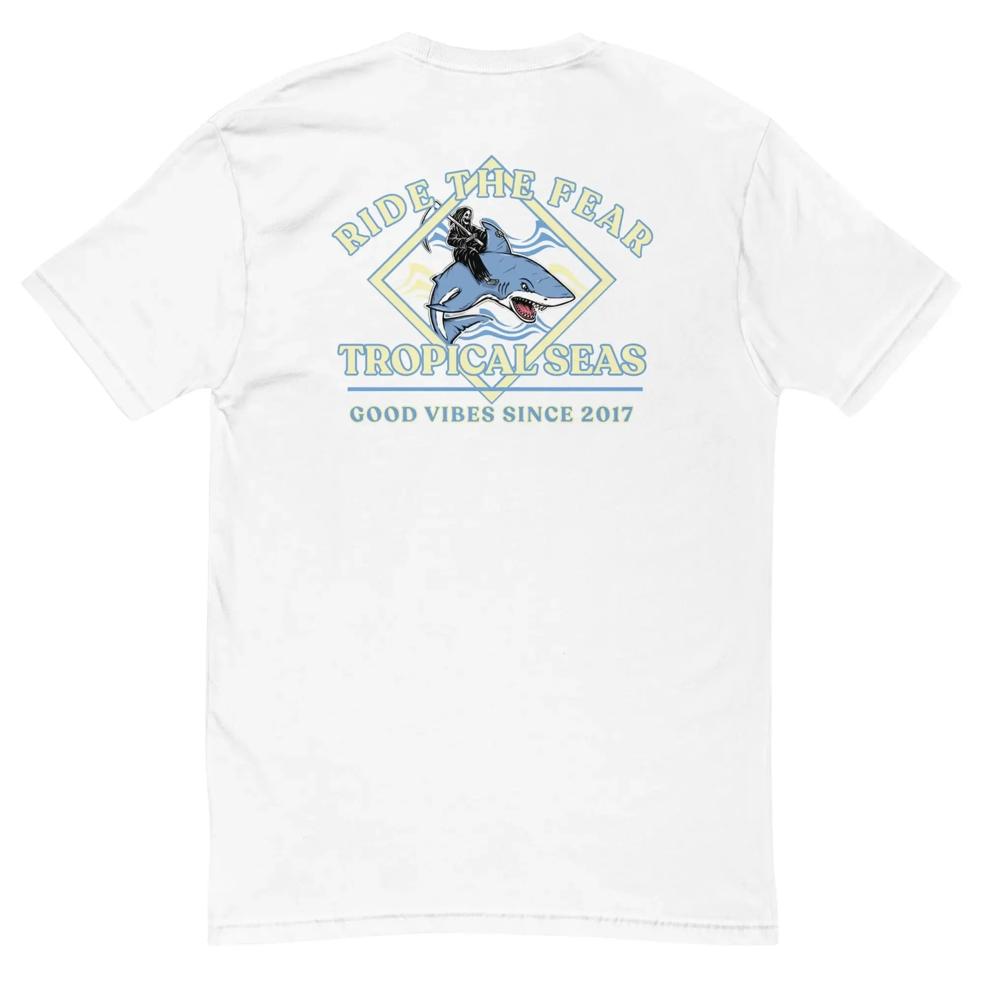 Men's Ride the Fear Shark T-shirt by Tropical Seas Clothing