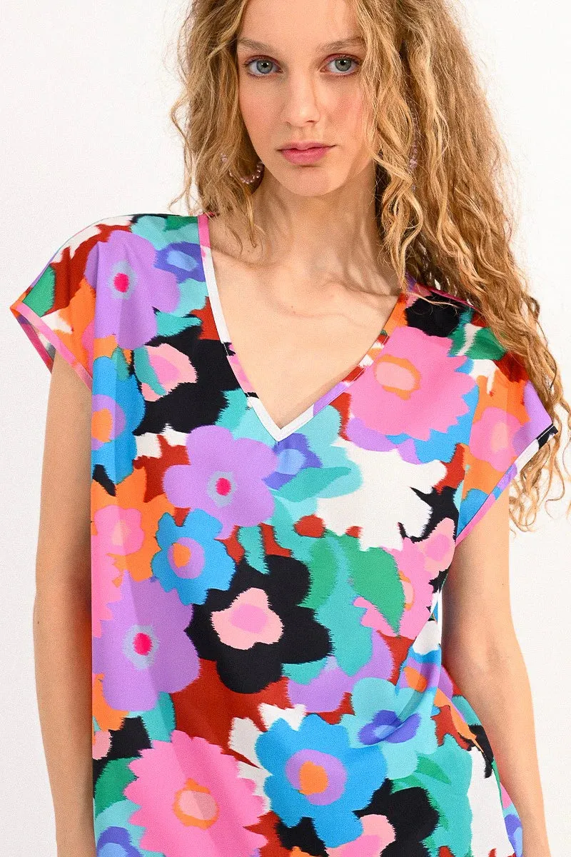 Molly Bracken Floral Printed V-Neck Top