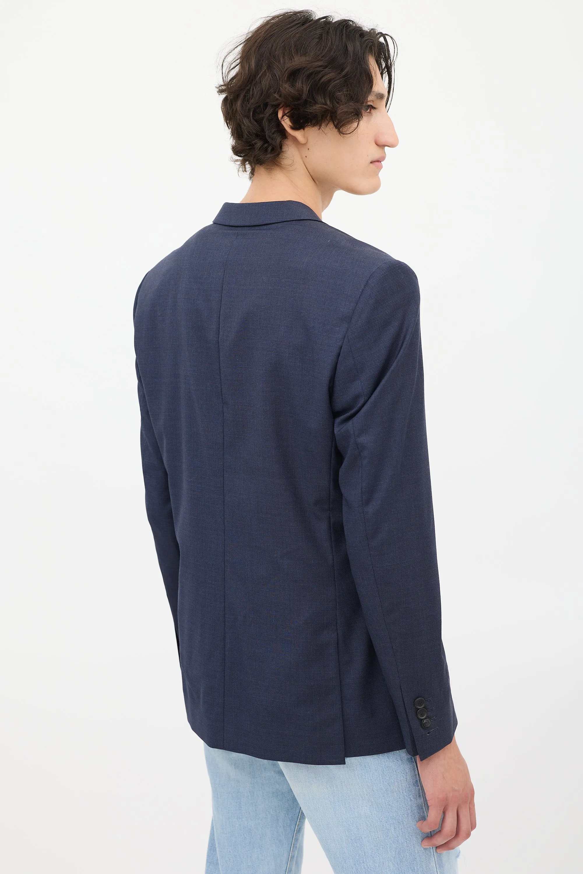 Navy Wool Classic Single Breasted Blazer