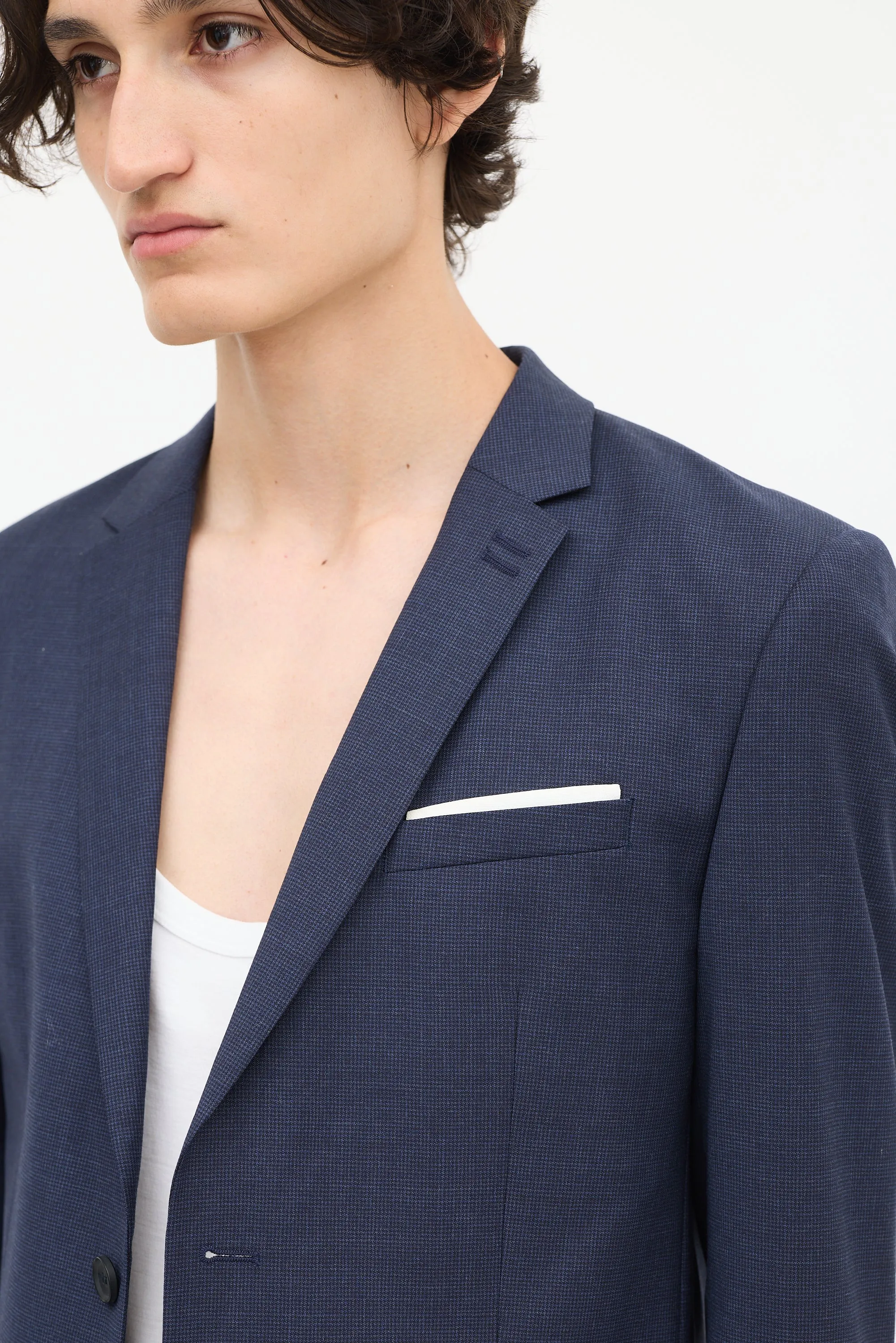 Navy Wool Classic Single Breasted Blazer