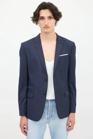 Navy Wool Classic Single Breasted Blazer