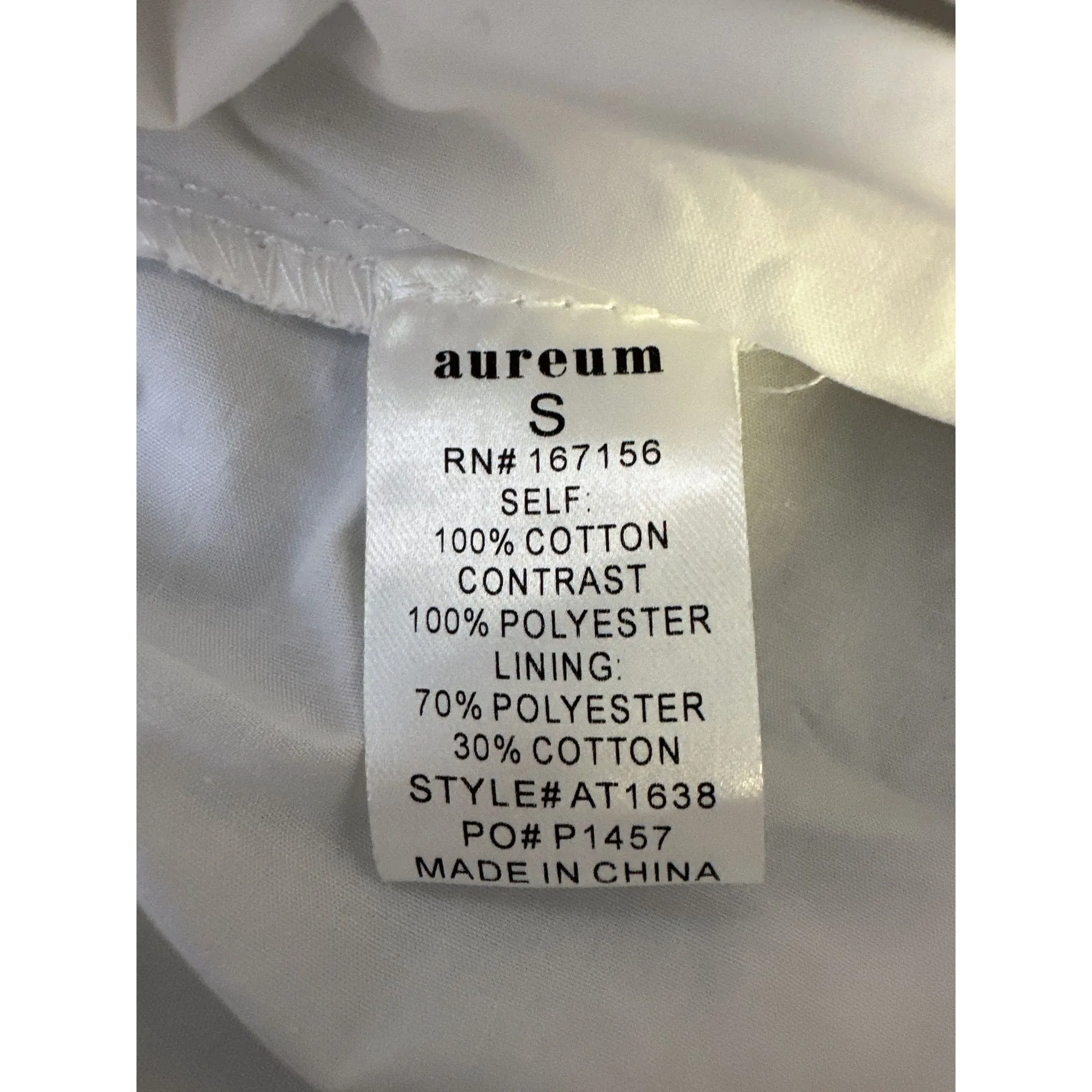 NWT Aureum White Smocked Puff Sleeve Peplum Blouse w/V-Neck Size S